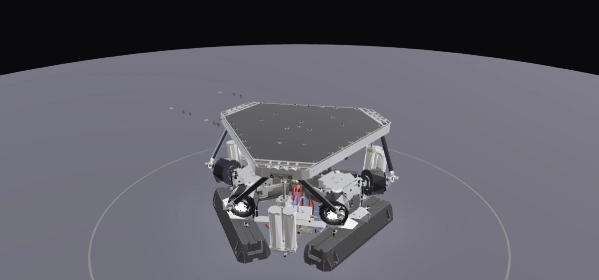 The PDK base build: six-motor hexapod motion platform with a flat top